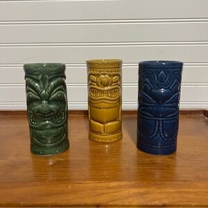 Set of 3 Accoutrements 2001 Tiki Man Tumblers Barware